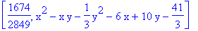[1674/2849, x^2-x*y-1/3*y^2-6*x+10*y-41/3]